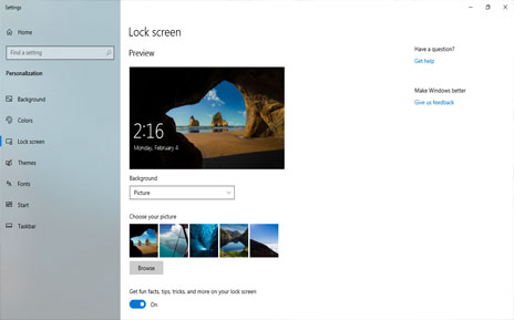 تغییر تصویر پس زمینه لاک اسکرین ویندوز 10