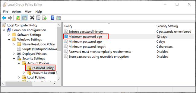 Maximum Password Age