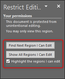 Highlight the regions I can edit